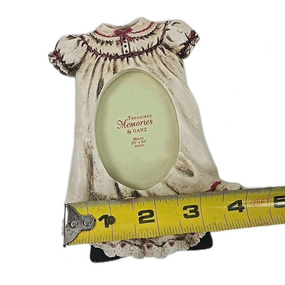 Vtg Ganz Treasured Memories Little Dress w Bonnet Picture Frame Cottage Decor